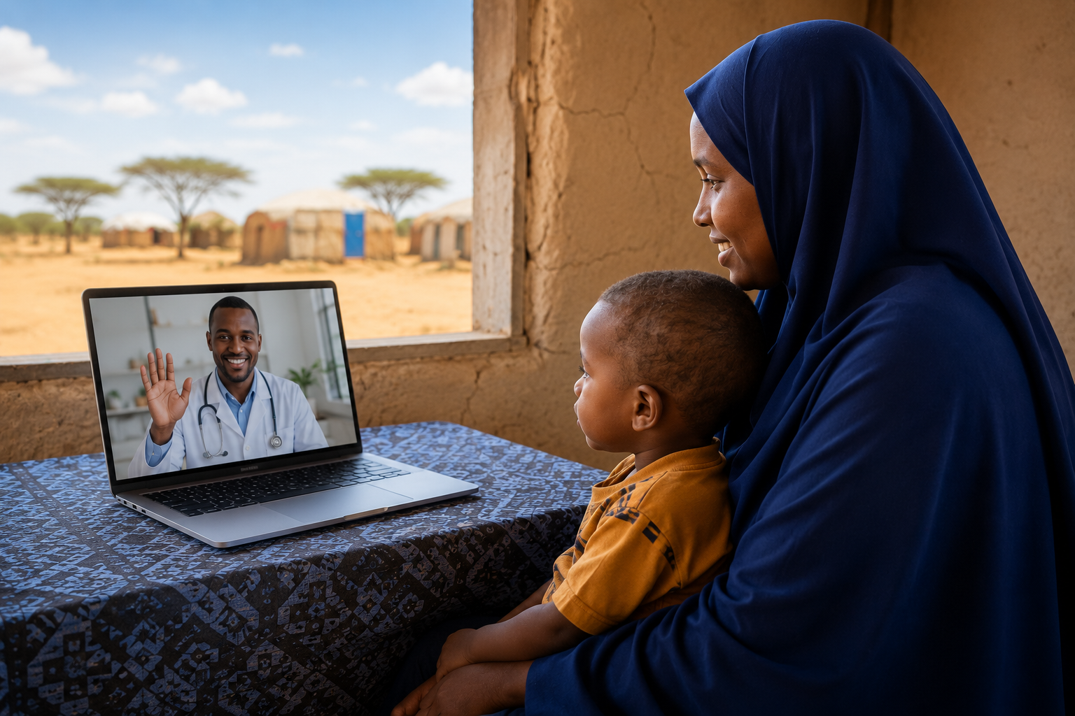 Doctor consulting patient via video call
